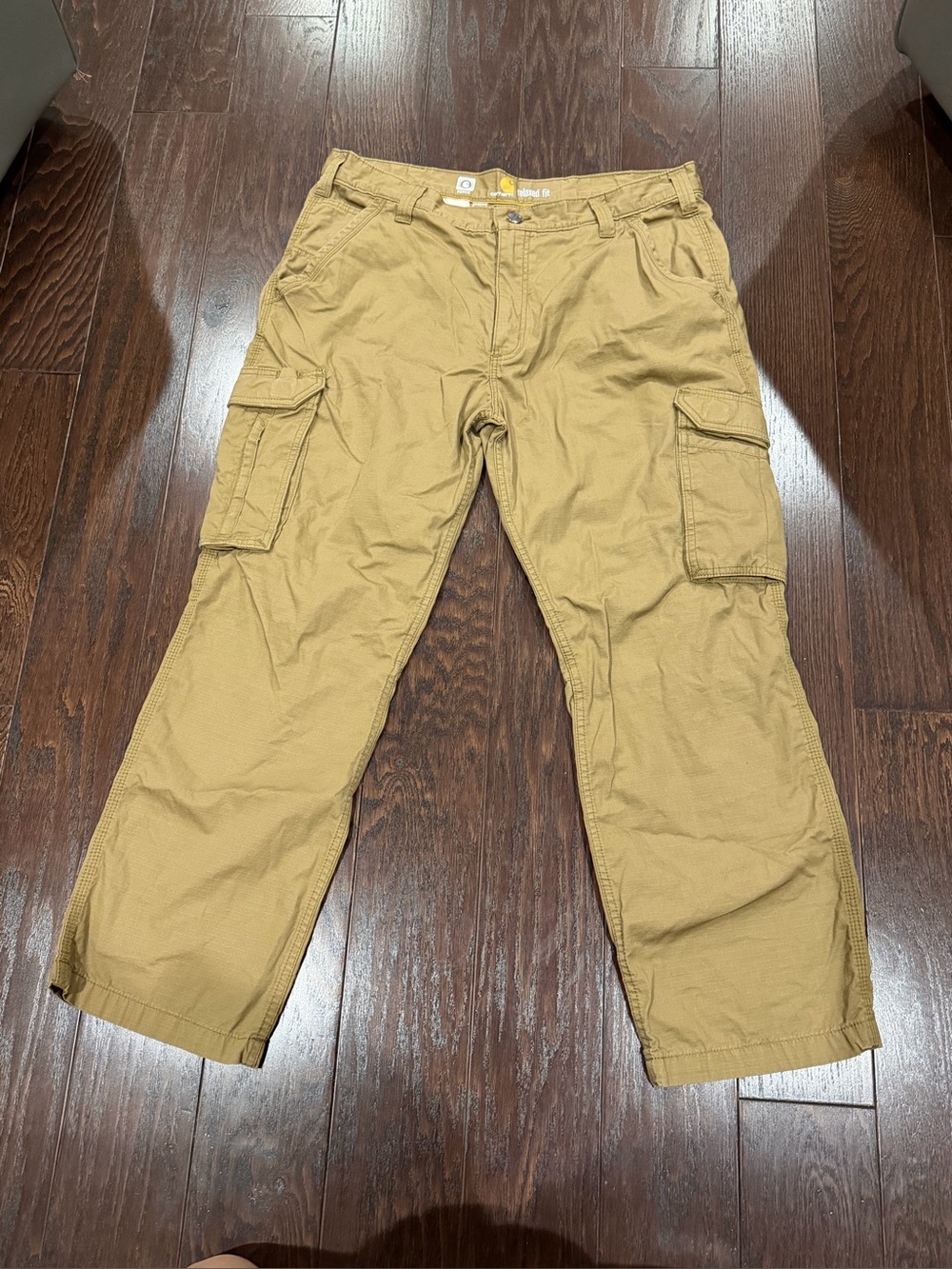 Carhartt Force Relaxed Fit Cargo Pants Men 38x30 Brown Ripstop Work Trousers